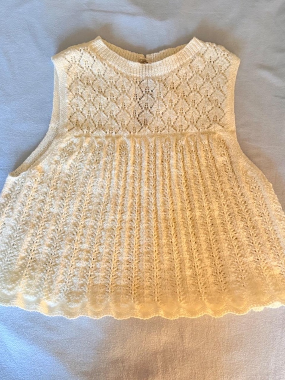 Cream Knit Crochet-style Blouse